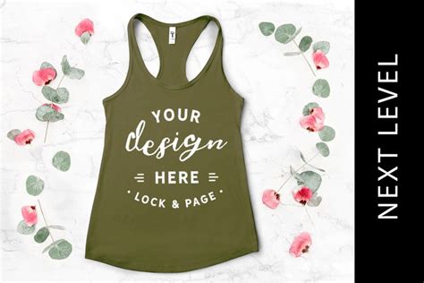 Download Military Green Next Level 1533 Vest Muscle Tank Top Beach Style Mockup